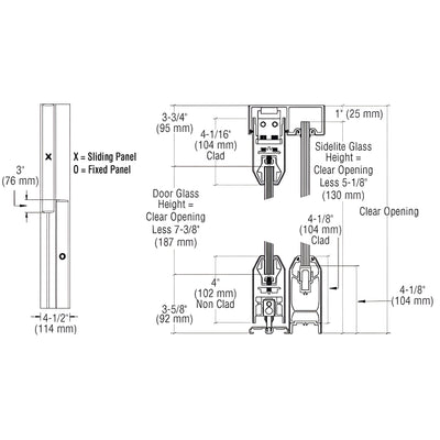 CRL Brushed Stainless Steel SSR Bottom Rolling Sliding Door System XO/OX