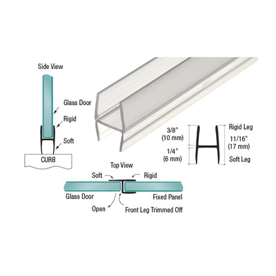 CRL Soft Fin 'H' Wipe for 3/8" Glass- Softer Durometer