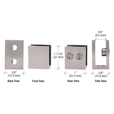 CRL Brushed Nickel Double Set Screw Clamp for 1/4" to 5/16" Glass