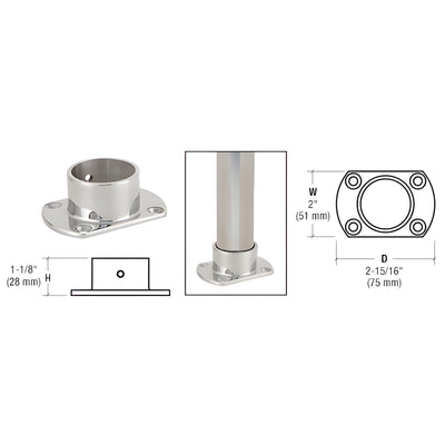 CRL Polished Stainless Cut Flange for 1-1/2" Tubing