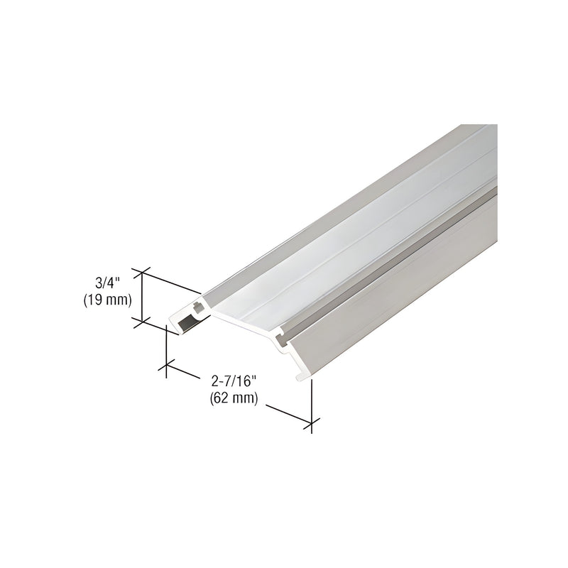 A close-up view of a clear anodized aluminum 90-degree structural silicone outside corner adaptor showing its profile dimensions.