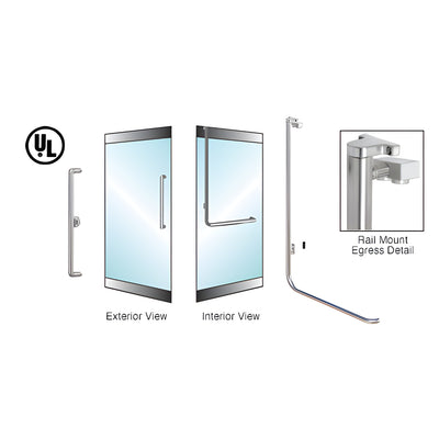 CRL-Blumcraft® Brushed Stainless Left Hand Reverse Rail Mount Keyed Access "X" Exterior Top Securing Electronic Egress Control Handle