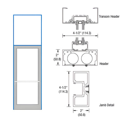 CRL-U.S. Aluminum Custom KYNAR® Paint 40" x 126" Series DF800 Tubular Center Hung Transom Frame Complete (1FT)
