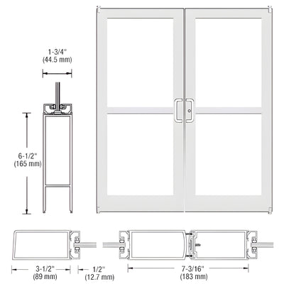 CRL-U.S. Aluminum White KYNAR® Paint Custom Pair Series 400 Medium Stile Offset Pivot Entrance Doors For Panics for Surface Mount Door Closers
