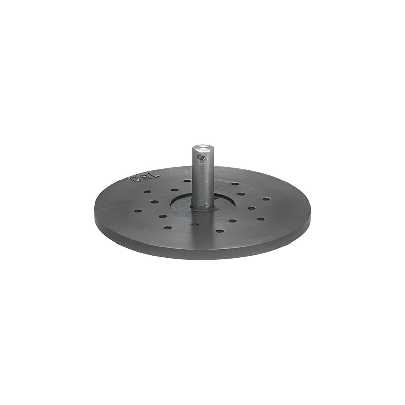 A black 5-inch diameter rubber replacement pad with a central metal stem for CRL heavy-duty vacuum cups.