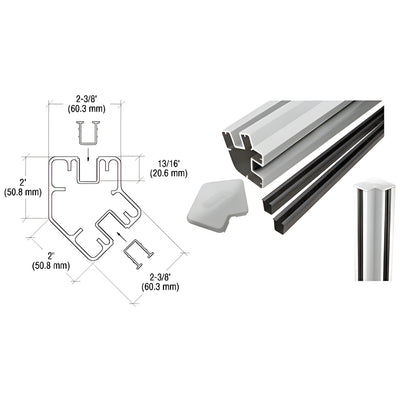 CRL Silver Metallic 60" Long 2" x 2-3/8" Rectangular 135 Degree Post Kit