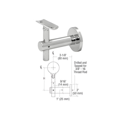 CRL 316 Polished Stainless Sunset Series Wall Mounted Hand Rail Bracket