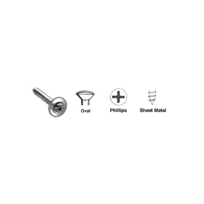 CRL Chrome 8 x 1" Oval Head Phillips Sheet Metal Screws With Countersunk Washers