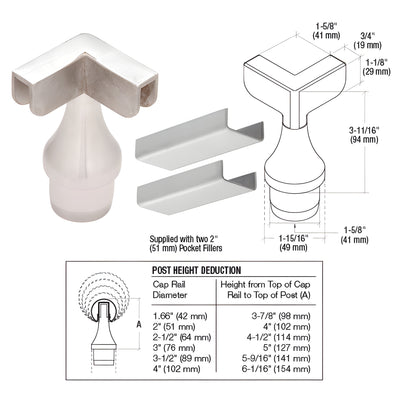 CRL 316 Brushed Stainless CRS Top Rail Adaptor for 90º Corner Post