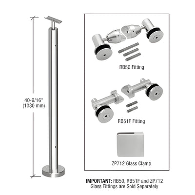 CRL Polished Stainless 42" P7 Series 180 Degree Center Post Railing Kit No Fittings