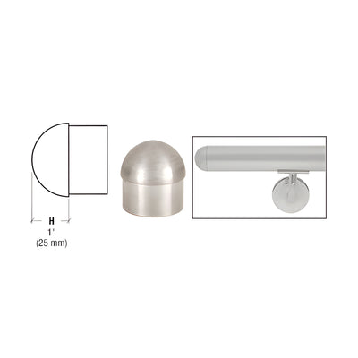 CRL Brushed Stainless Dome End Cap for 2" Tubing