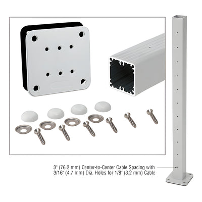 CRL Silver Metallic 42" Surface Mount Cable Center Post Kit for 200, 300, 350, and 400 Series Rails