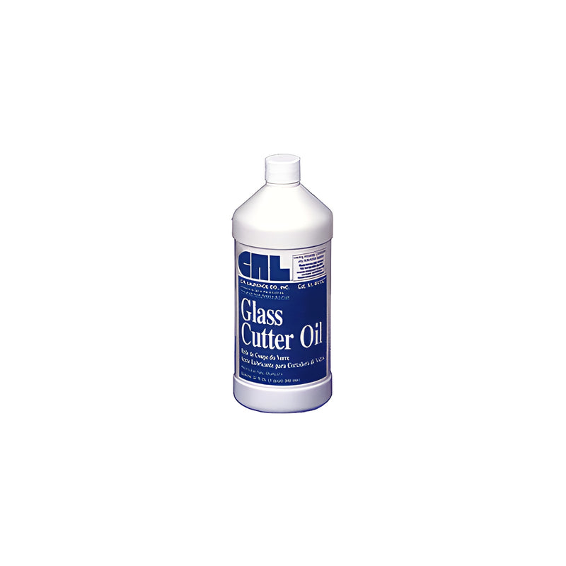 A one-quart white plastic bottle of CRL professional glass cutter oil with a blue label.