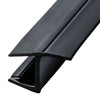 A close-up view of the black polycarbonate 'Y' jamb seal profile designed for glass shower doors.