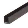 A close-up view of a gloss black aluminum U-channel profile.