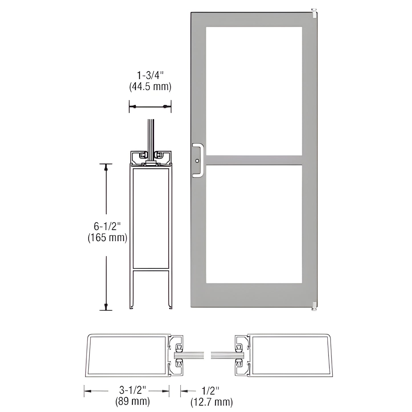 CRL-U.S. Aluminum 400 Series 3'x7' Clear Anodized Panic Door w/ Closer