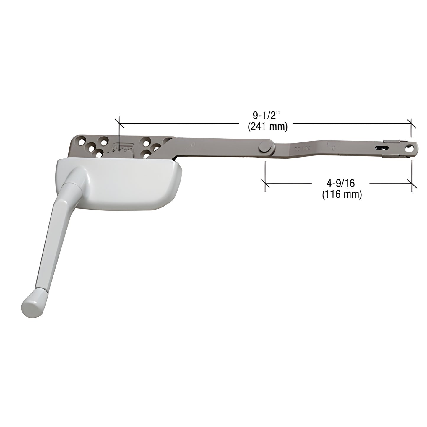 CRL Dyad 9.5 in White Right-Hand Single-Arm Surface Casement Operator