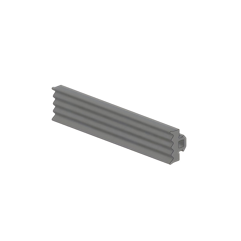 A close-up view of a gray EPDM rubber glazing gasket designed for 1-inch thick glass.