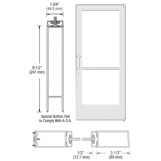 CRL-U.S. Aluminum 400 36x84 White Kynar Door, Offset, Surface Closer