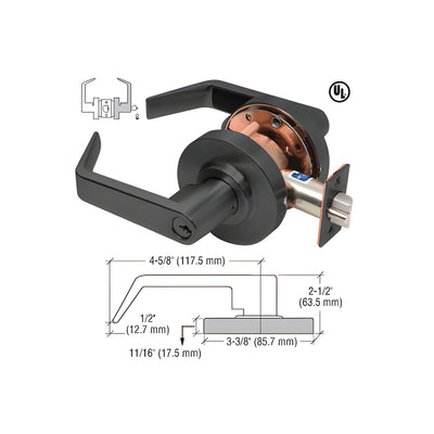 CRL Matte Black Heavy-Duty Grade 2 Lever Locksets Storeroom - Schlage® 6-Pin