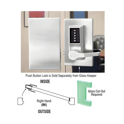 CRL Satin Anodized 6" x 10" RH Center Push Button Lock With Housing