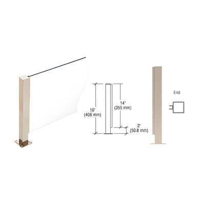 CRL Brushed Stainless 16" High 1-1/2" Square PP41 Plaza Series Counter/Partition End Post With Air Space