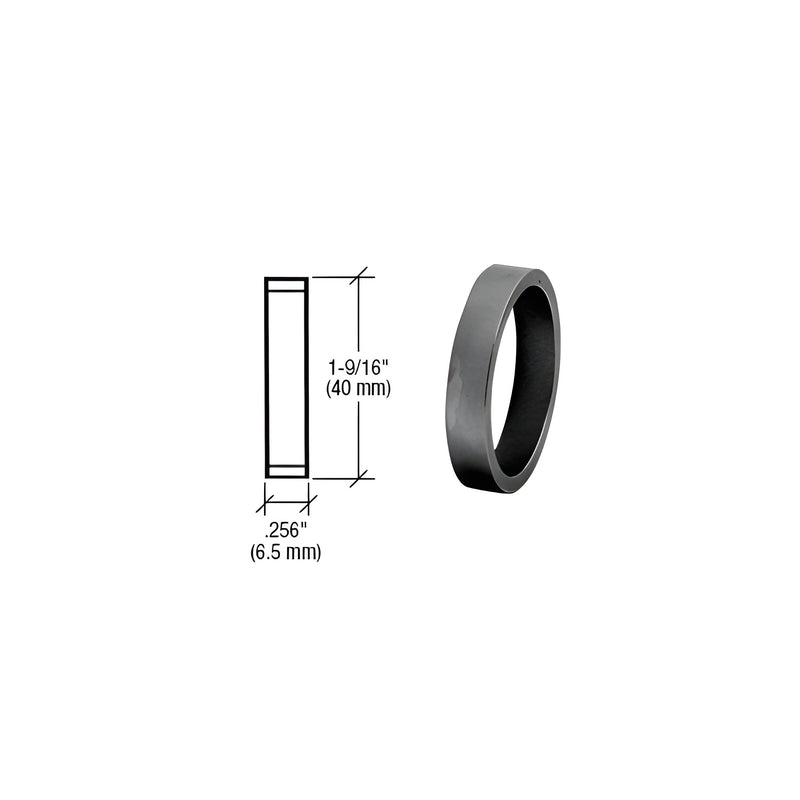 A technical diagram showing dimensions alongside a matte black straight cylinder ring.