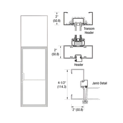 CRL-U.S. Aluminum Custom Size Clear Anodized Class 1 Series 451 Open Back Gear Hinge Transom Frame Complete (1FT)