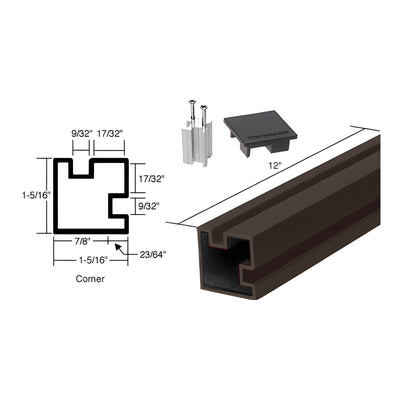 CRL Black Bronze Anodized 12" Corner Aluminum Counter Post