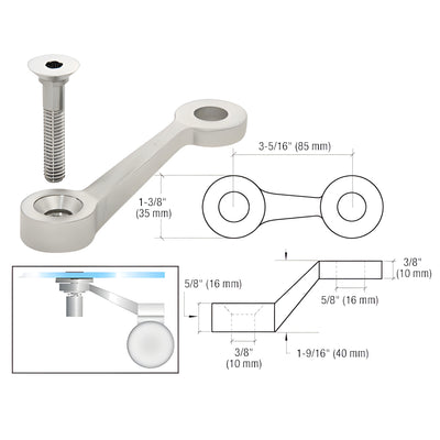 CRL Brushed Stainless Single Long Arm Post Mount Spider Fitting