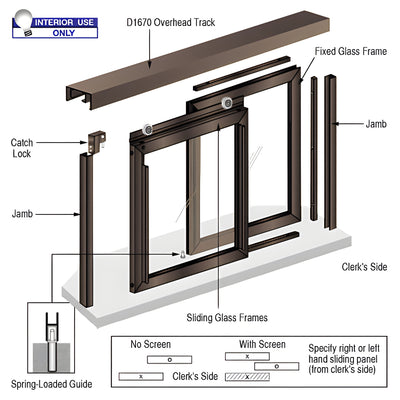 CRL Horizontal Sliding Florence Model Pass-Thru Assembly with D1670 Header / No Screen