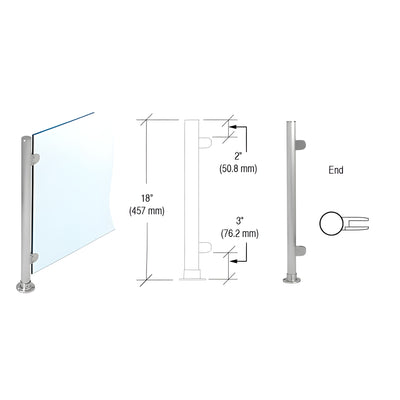 CRL Brushed Stainless 18" x 1" PP49 Slimline Series Round Partition End Post
