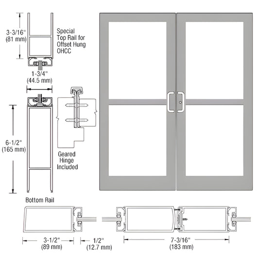 CRL-U.S. Aluminum Clear Anodized Entrance Door Pair for Panic Closers