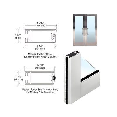 CRL 4" Satin Anodized Medium Stile Clad Full Framed Door