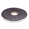 A full roll of black synthetic reinforced rubber sealant tape is shown from an angled perspective.