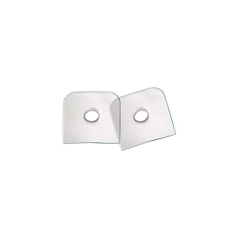 Two clear plastic gaskets with center holes designed for use with UC77, UC79, and GCB clamps.