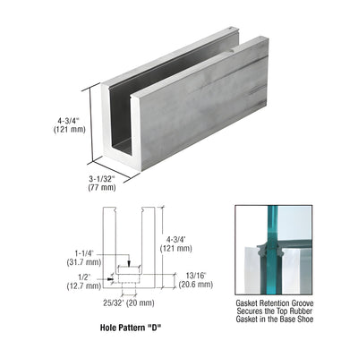 CRL Mill L68S Series Aluminum 118-1/8" Long Square Base Shoe Drilled for 11/16" Glass