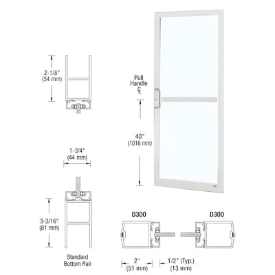 CRL-U.S. Aluminum White KYNAR® Paint Custom Single Series 250 Narrow Stile Center Pivot Entrance Door For Panic and Overhead Concealed Door Closer