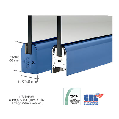 CRL Custom Color 1/2" Glass Low Profile Tapered Door Rail Without Lock - Custom Length