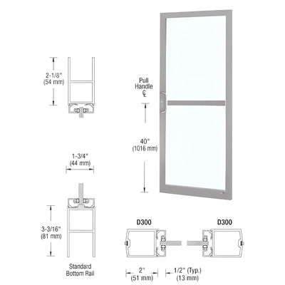CRL-U.S. Aluminum Clear Anodized Custom Single Series 250 Narrow Stile Center Pivot Entrance Door For Panic and Overhead Concealed Door Closer
