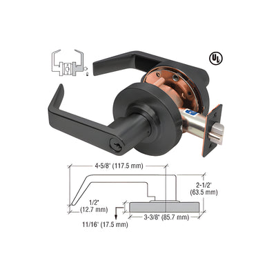 CRL Heavy-Duty Matte Black Grade 1 Lever Locksets Storeroom - Schlage® 6-Pin