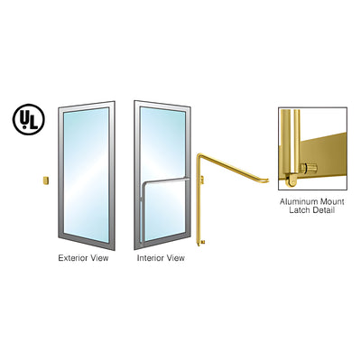 CRL-Blumcraft® Satin Brass Left Hand Reverse Aluminum Door Mount Retainer Plate "Z" Exterior Bottom Securing Panic Handle
