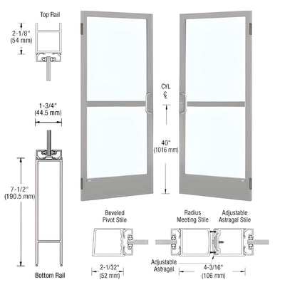 CRL-U.S. Aluminum Clear Anodized Custom Pair 72" x 84" Series 250 Narrow Stile Butt Hinge Entrance Door