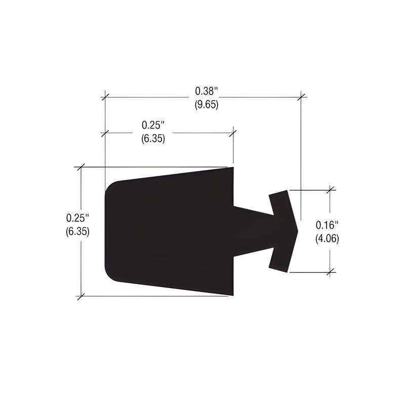 A technical diagram showing the profile dimensions of the black EPDM interior spacer gasket.