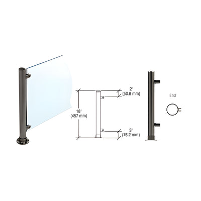 CRL Black Powder Paint 18" High 1" Round PP56 Slimline Series Straight Front Counter/Partition End Post