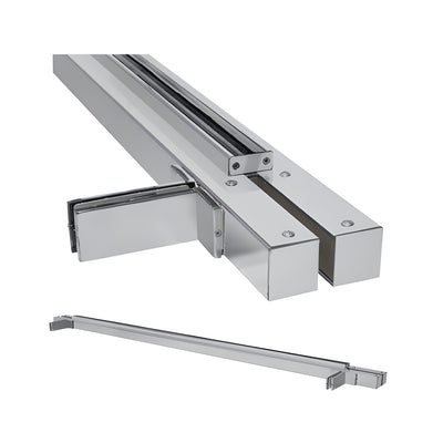 CRL Brushed Stainless Custom Size Single Door Floating Header with Fin Brackets