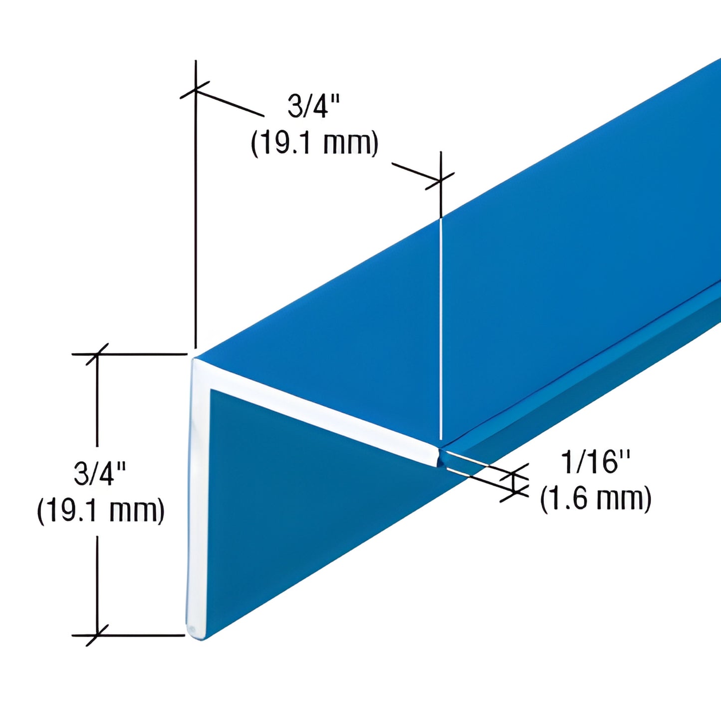 CRL-U.S. Aluminum L-Bar KYNAR® Paint Finish 3/4" x 3/4" x 1/16", 21'2"