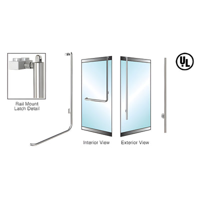 CRL-Blumcraft® Brushed Stainless Right Hand Reverse Low Profile Mount Keyed Access "LS" Exterior, Top Securing Panic Handle