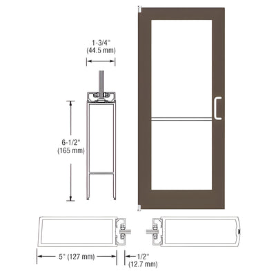 CRL-U.S. Aluminum Bronze Black Anodized 550 Series Wide Stile Inactive Leaf of Pair 3'0 x 7'0 Offset Hung with Pivots for Surf Mount Closer Complete Door Std. MS Lock and Bottom Rail