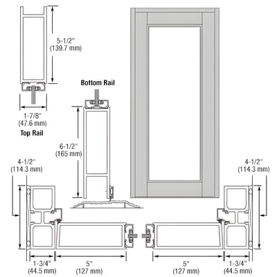CRL-U.S. Aluminum Clear Anodized Blank Single Series 850 Durafront Wide Stile Offset Hung Entrance Door- No Prep